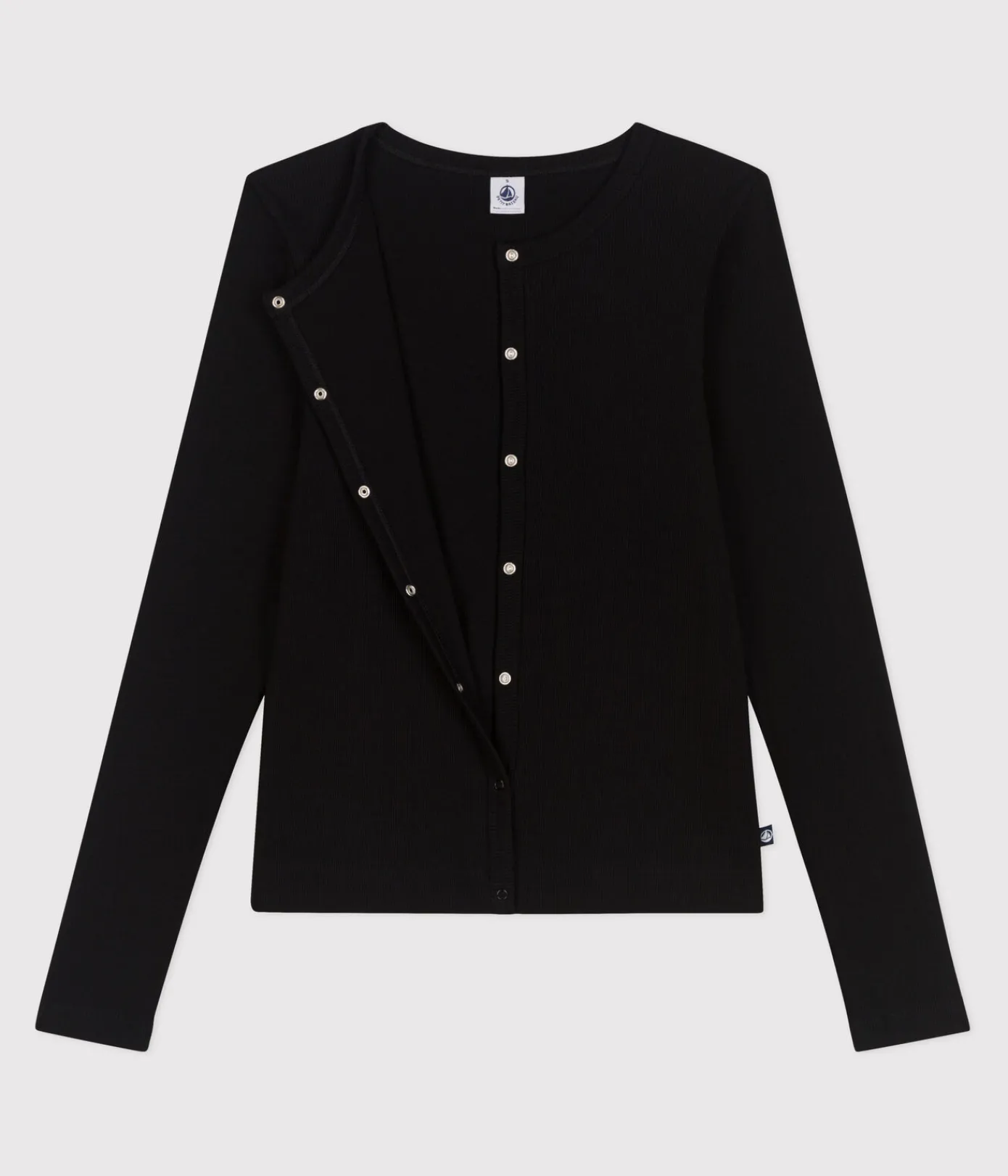 Petit Bateau Homewear|Streifenshirts, Pullover, Cardigans*Damen-Cardigan aus einfarbiger Baumwolle schwarz BLACK