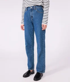 Petit Bateau Kleider, Hosen*Damen-Hose mit geradem Schnitt aus Denim blau DENIM MOYEN
