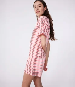 Petit Bateau Schlafanzüge, Nachthemden*Damen-Kurzpyjama aus Baumwolle mit Streifen ROT MARSHMALLOW/ SPI