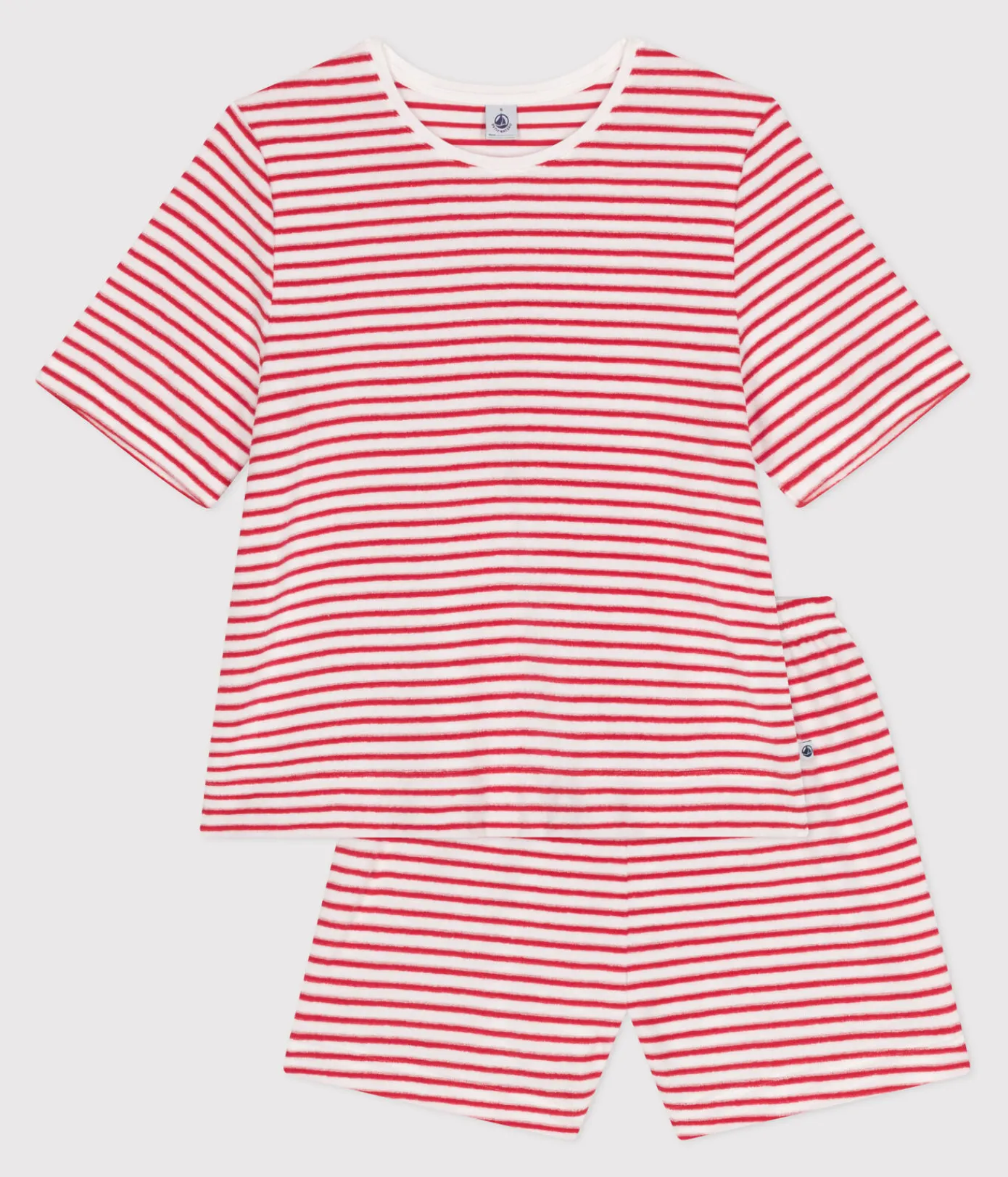 Petit Bateau Schlafanzüge, Nachthemden*Damen-Kurzpyjama aus Baumwolle mit Streifen ROT MARSHMALLOW/ SPI