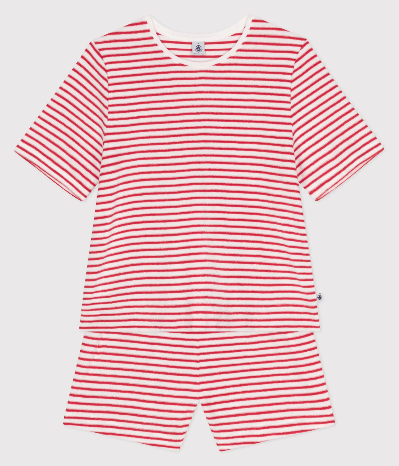 Petit Bateau Schlafanzüge, Nachthemden*Damen-Kurzpyjama aus Baumwolle mit Streifen ROT MARSHMALLOW/ SPI