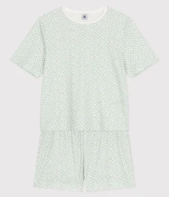 Petit Bateau Schlafanzüge, Nachthemden*Damen-Kurzpyjama aus Baumwolle mit Blumenmotiv MARSHMALLOW/ PAUL