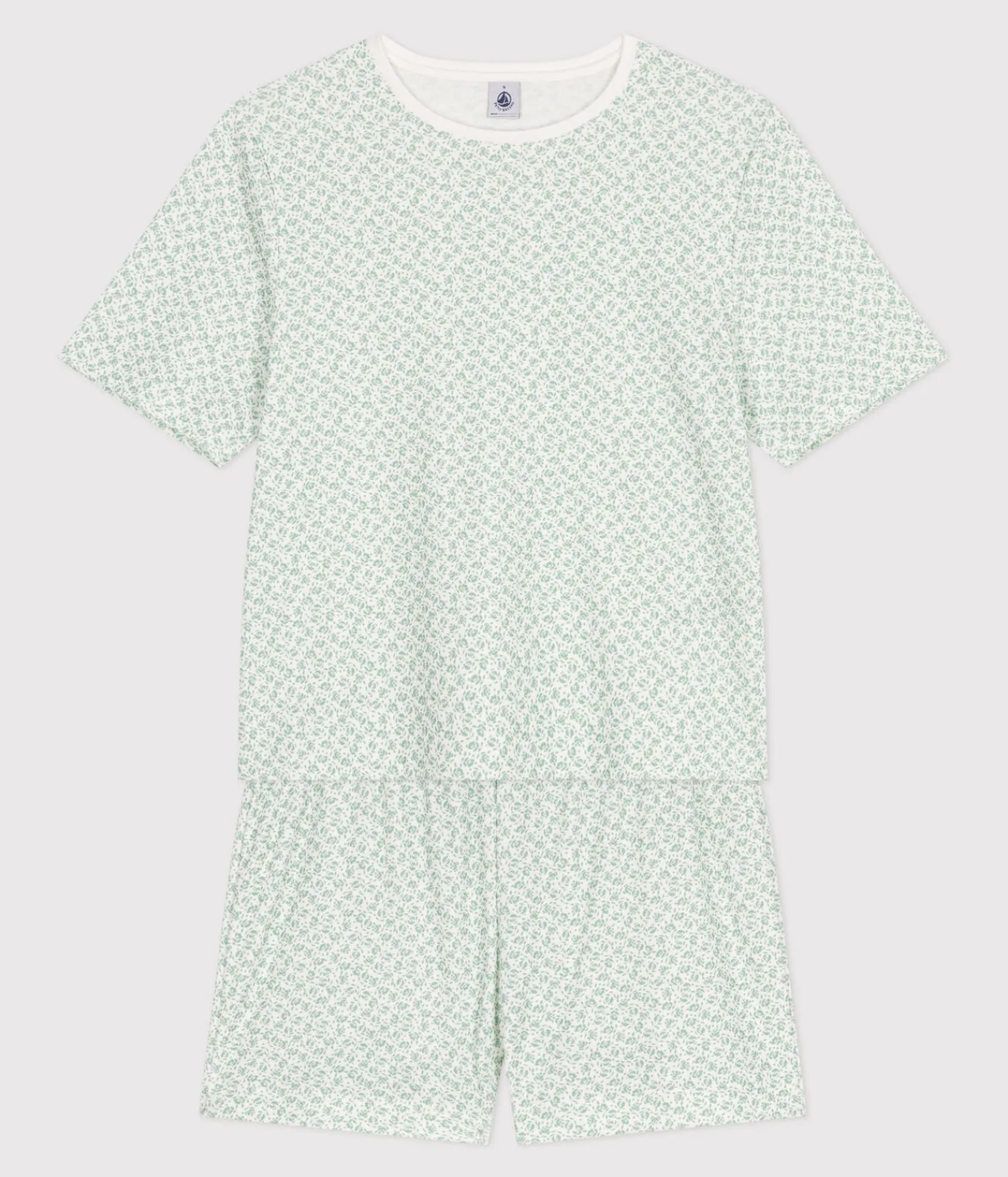 Petit Bateau Schlafanzüge, Nachthemden*Damen-Kurzpyjama aus Baumwolle mit Blumenmotiv MARSHMALLOW/ PAUL