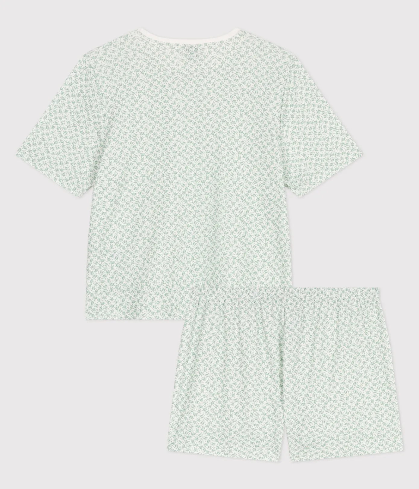 Petit Bateau Schlafanzüge, Nachthemden*Damen-Kurzpyjama aus Baumwolle mit Blumenmotiv MARSHMALLOW/ PAUL