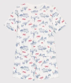 Petit Bateau Schlafanzüge, Nachthemden*Damen-Kurzpyjama aus Baumwolle mit Paris-Motiv weiss MARSHMALLOW/weiss MULTICO