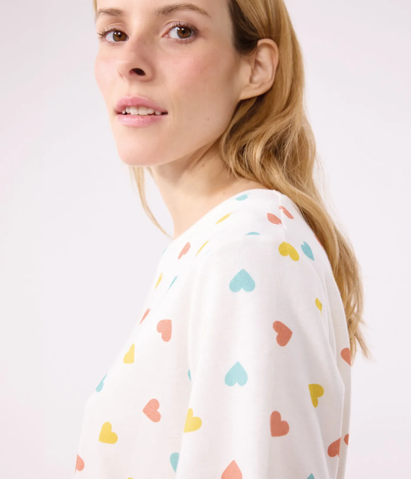 Petit Bateau Schlafanzüge, Nachthemden*Damen-Kurzpyjama aus Baumwolle mit Herzmotiv weiss MARSHMALLOW/weiss MULTICO