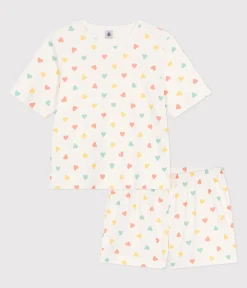 Petit Bateau Schlafanzüge, Nachthemden*Damen-Kurzpyjama aus Baumwolle mit Herzmotiv weiss MARSHMALLOW/weiss MULTICO