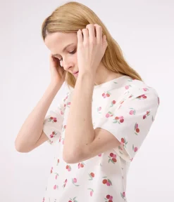 Petit Bateau Schlafanzüge, Nachthemden*Damen-Kurzpyjama aus Baumwolle mit Frucht-Motiv weiss MARSHMALLOW/weiss MULTICO