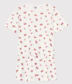 Petit Bateau Schlafanzüge, Nachthemden*Damen-Kurzpyjama aus Baumwolle mit Frucht-Motiv weiss MARSHMALLOW/weiss MULTICO