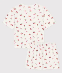 Petit Bateau Schlafanzüge, Nachthemden*Damen-Kurzpyjama aus Baumwolle mit Frucht-Motiv weiss MARSHMALLOW/weiss MULTICO