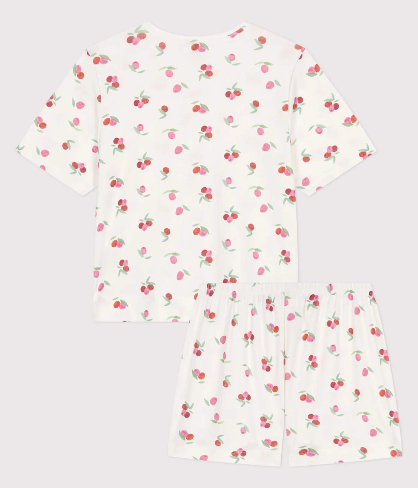 Petit Bateau Schlafanzüge, Nachthemden*Damen-Kurzpyjama aus Baumwolle mit Frucht-Motiv weiss MARSHMALLOW/weiss MULTICO