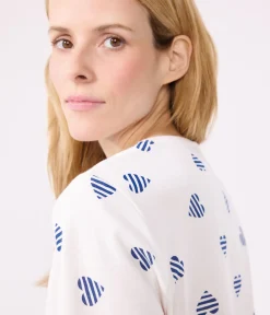 Petit Bateau Schlafanzüge, Nachthemden*Damen-Kurzpyjama aus Baumwolle mit Herzmotiv weiss MARSHMALLOW/weiss MULTICO