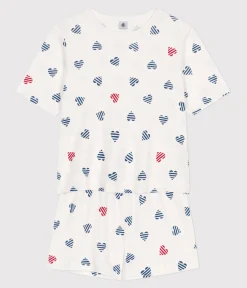 Petit Bateau Schlafanzüge, Nachthemden*Damen-Kurzpyjama aus Baumwolle mit Herzmotiv weiss MARSHMALLOW/weiss MULTICO
