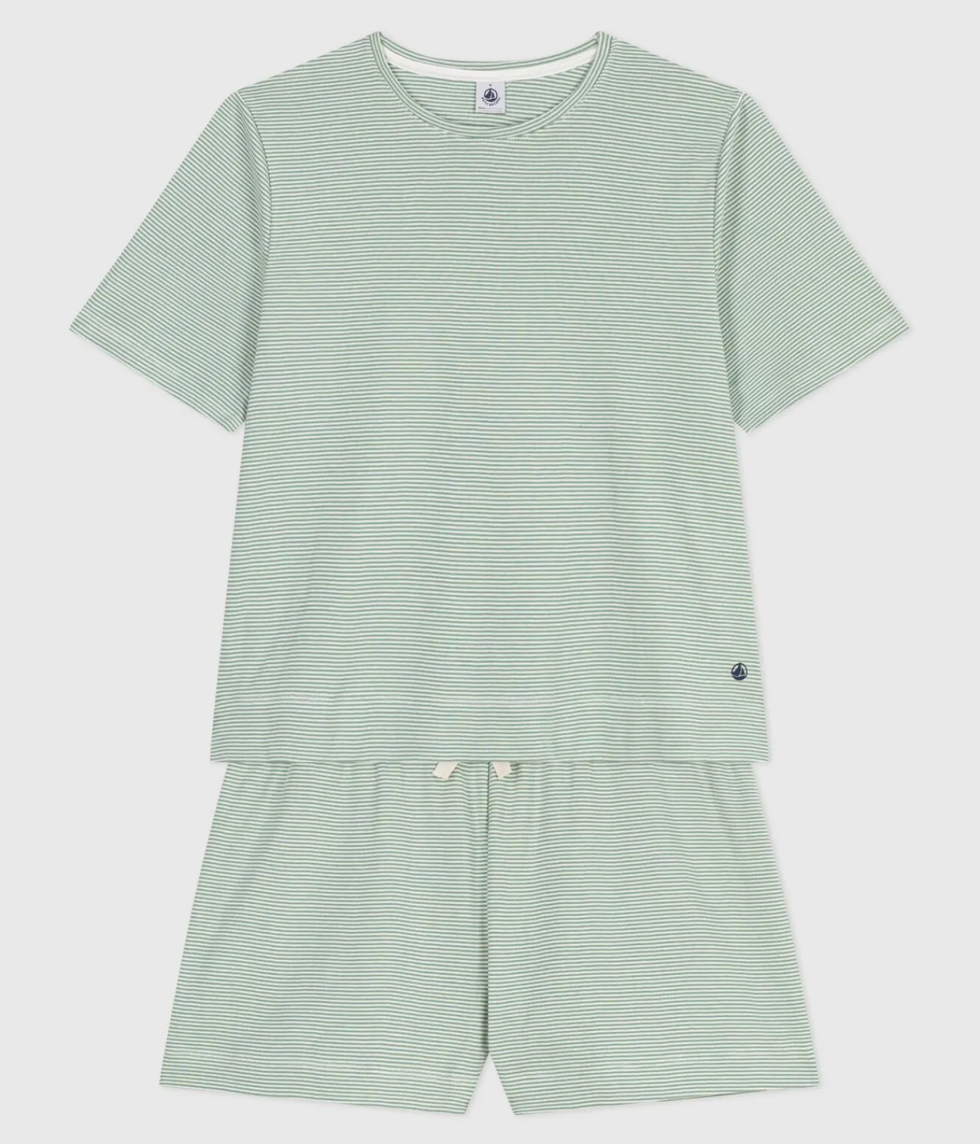 Petit Bateau Schlafanzüge, Nachthemden*Damen-Kurzpyjama aus Baumwolle mit Streifen SAULE/ MARSHMALLOW