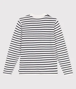 Petit Bateau Homewear|Streifenshirts, Pullover, Cardigans*Damen-Marinepullover aus Baumwolle mit Streifen weiss MARSHMALLOW/blau SMOKING