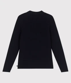 Petit Bateau Homewear|Streifenshirts, Pullover, Cardigans*Damen-Marinepullover aus einfarbiger Baumwolle blau SMOKING