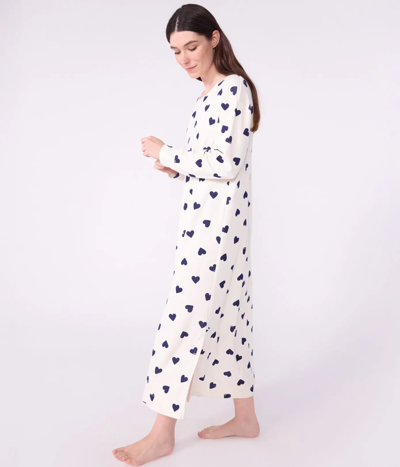 Petit Bateau Schlafanzüge, Nachthemden*Damen-Nachthemd aus Baumwolle mit Herzmotiv blau MILK/ SOIR