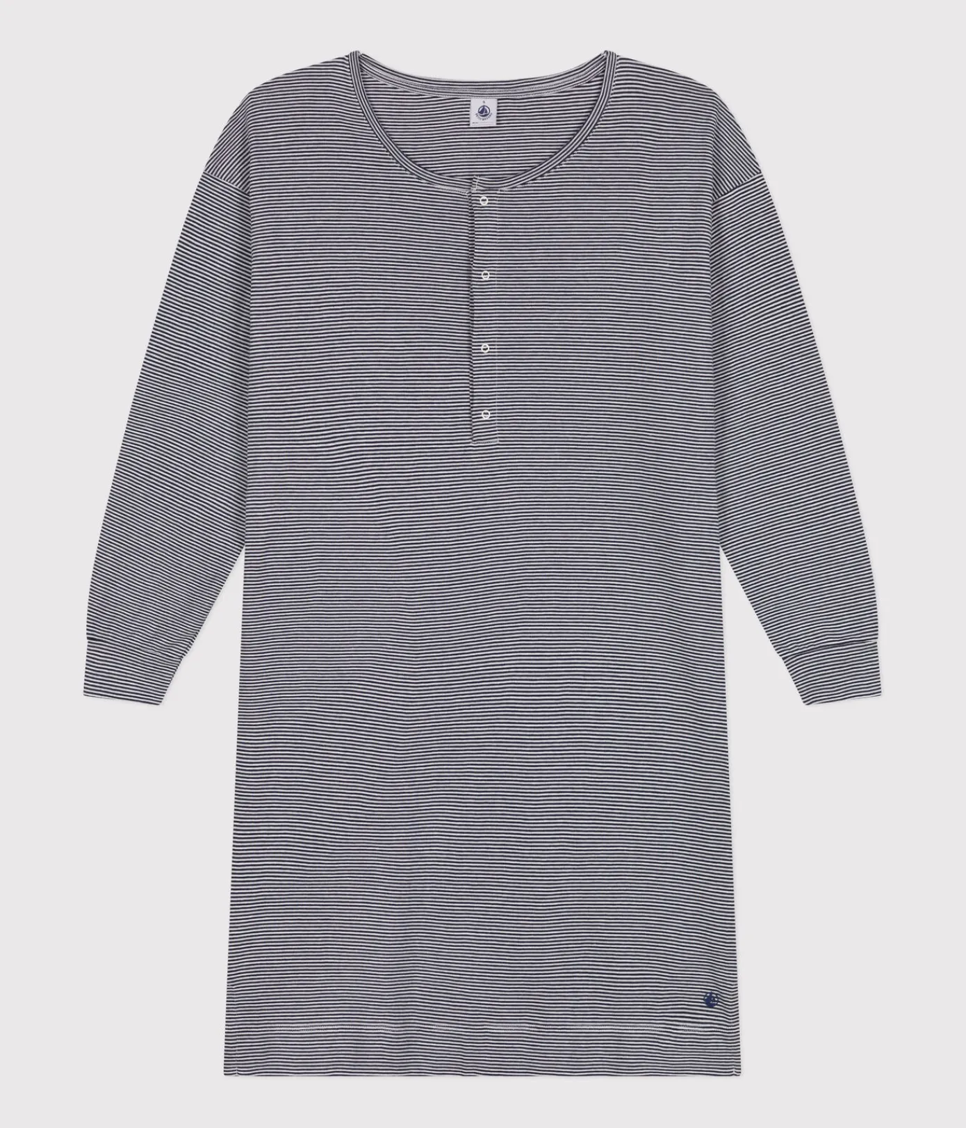 Petit Bateau Schlafanzüge, Nachthemden*Damen-Nachthemd aus gestreifter Baumwolle blau SMOKING/weiss MARSHMALLOW