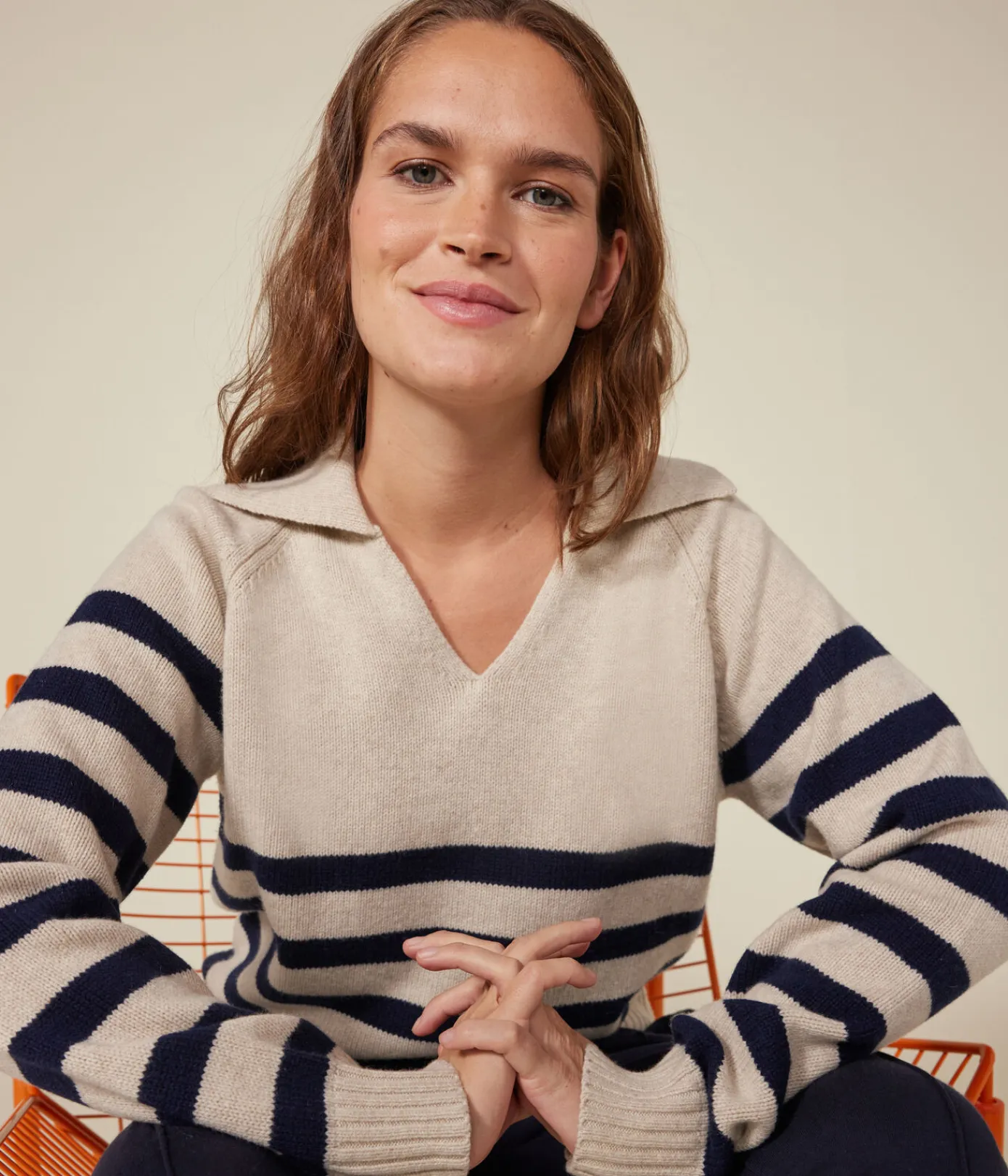 Petit Bateau Streifenshirts, Pullover, Cardigans*Damen-Pullover aus Wolle und Baumwolle weiss AVALANCHE/blau SMOKING