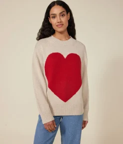 Petit Bateau Homewear|Streifenshirts, Pullover, Cardigans*Damen-Pullover aus Wolle und Baumwolle AVALANCHE/ ROT