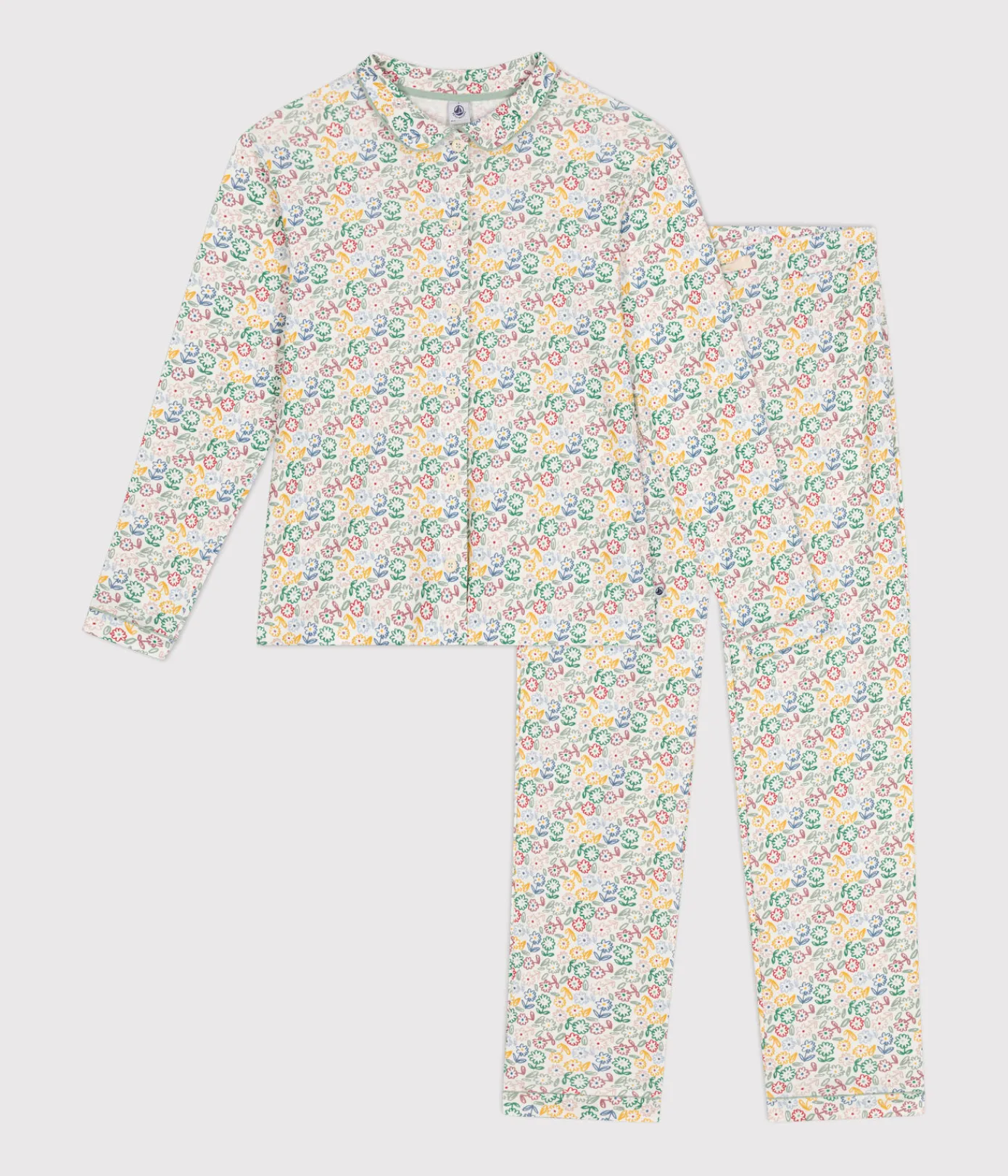 Petit Bateau Homewear|Schlafanzüge, Nachthemden*Damen-Pyjama aus Baumwolle mit Blumenmotiv weiss MARSHMALLOW/weiss MULTICO