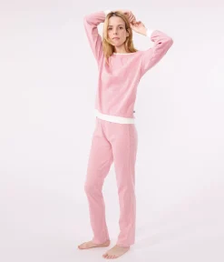 Petit Bateau Homewear|Schlafanzüge, Nachthemden*Damen-Pyjama aus Baumwolle mit Streifen rosa ROSEWOOD/ MARSHMALLOW