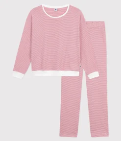 Petit Bateau Homewear|Schlafanzüge, Nachthemden*Damen-Pyjama aus Baumwolle mit Streifen rosa ROSEWOOD/ MARSHMALLOW
