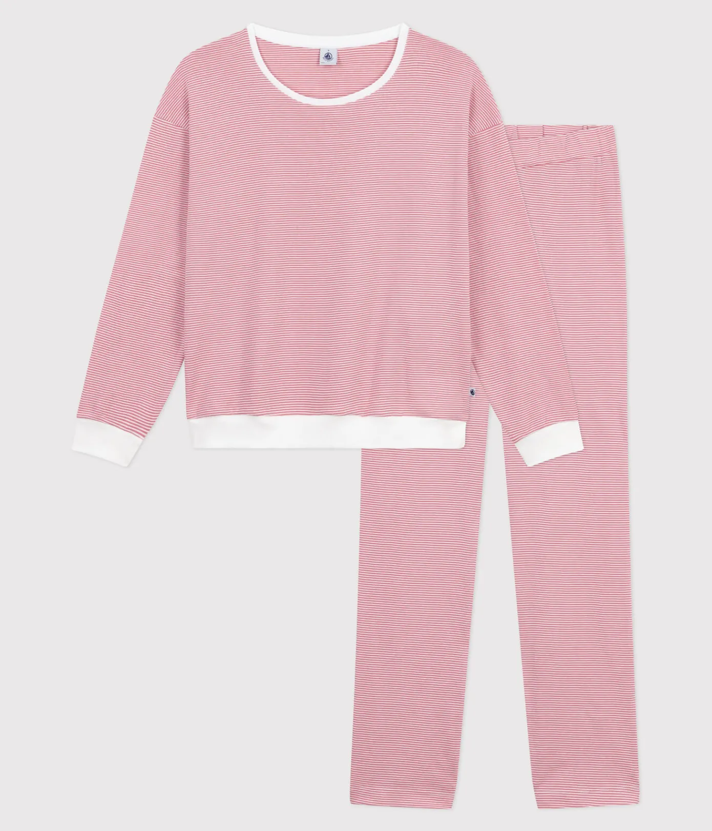 Petit Bateau Homewear|Schlafanzüge, Nachthemden*Damen-Pyjama aus Baumwolle mit Streifen rosa ROSEWOOD/ MARSHMALLOW