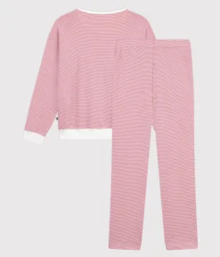 Petit Bateau Homewear|Schlafanzüge, Nachthemden*Damen-Pyjama aus Baumwolle mit Streifen rosa ROSEWOOD/ MARSHMALLOW