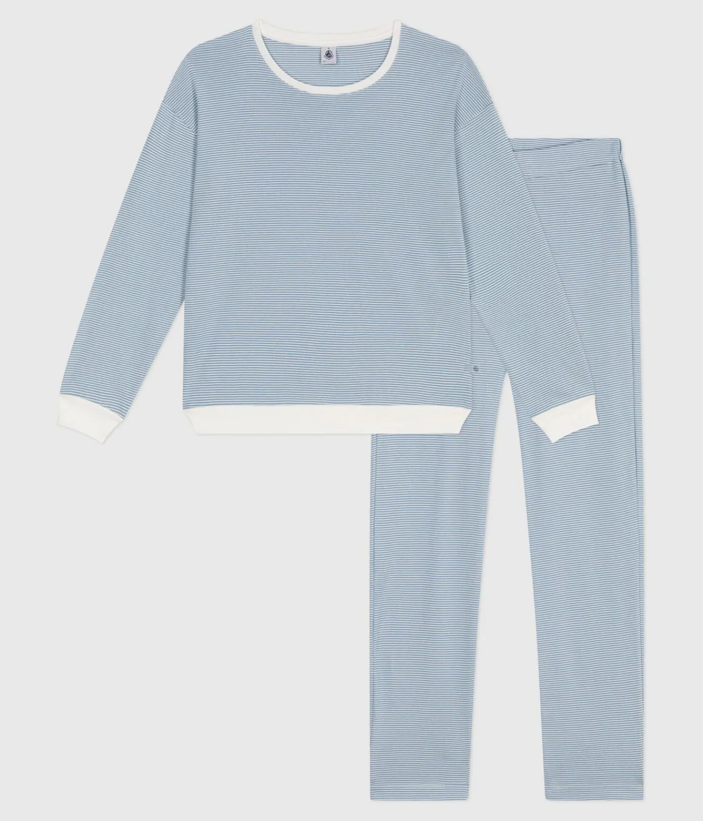 Petit Bateau Homewear|Schlafanzüge, Nachthemden*Damen-Pyjama aus Baumwolle mit Streifen ADRIATIC/ MARSHMALLOW