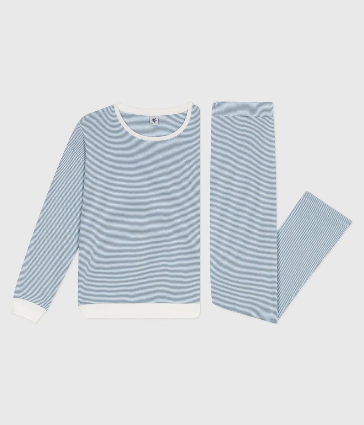 Petit Bateau Homewear|Schlafanzüge, Nachthemden*Damen-Pyjama aus Baumwolle mit Streifen ADRIATIC/ MARSHMALLOW