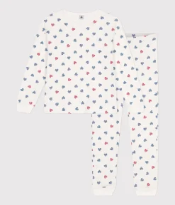 Petit Bateau Homewear|Schlafanzüge, Nachthemden*Damen-Pyjama aus Baumwolle mit Herzmotiv weiss MARSHMALLOW/weiss MULTICO