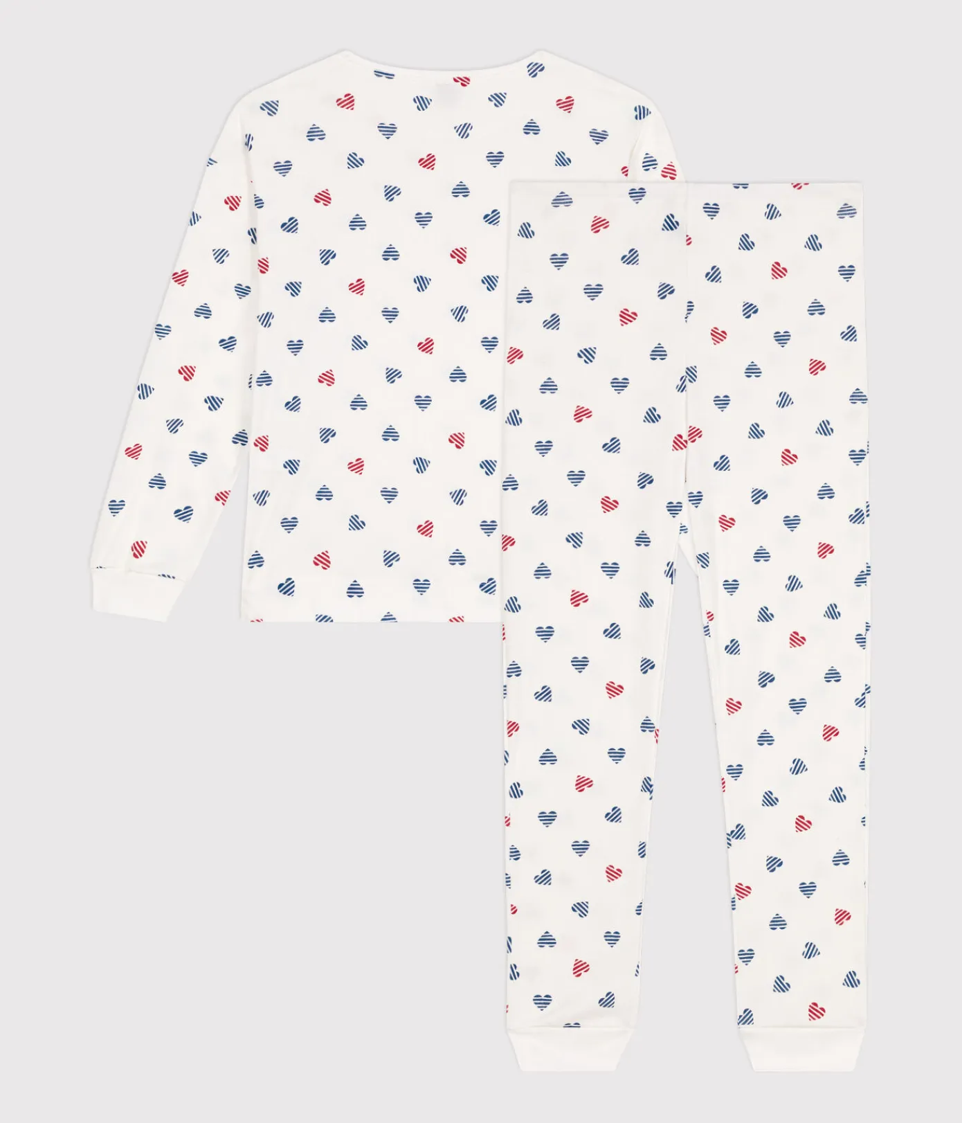 Petit Bateau Homewear|Schlafanzüge, Nachthemden*Damen-Pyjama aus Baumwolle mit Herzmotiv weiss MARSHMALLOW/weiss MULTICO