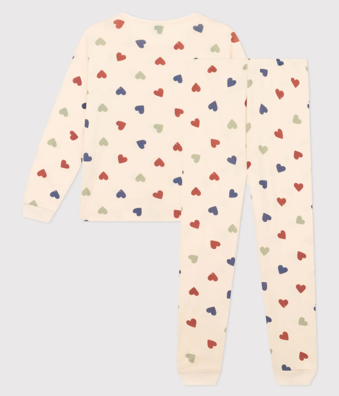 Petit Bateau Homewear|Schlafanzüge, Nachthemden*Damenpyjama aus Baumwolle mit Herzmotiv weiss AVALANCHE/ MULTICO