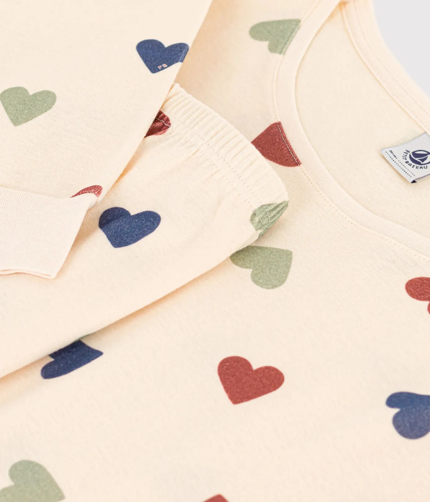Petit Bateau Homewear|Schlafanzüge, Nachthemden*Damenpyjama aus Baumwolle mit Herzmotiv weiss AVALANCHE/ MULTICO