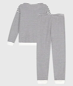 Petit Bateau Homewear|Schlafanzüge, Nachthemden*Damen-Pyjama aus Baumwoll-Frottee mit Streifen blau MILK/ SOIR
