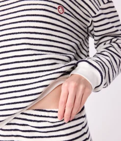 Petit Bateau Homewear|Schlafanzüge, Nachthemden*Damen-Pyjama aus Baumwoll-Frottee mit Streifen blau MILK/ SOIR