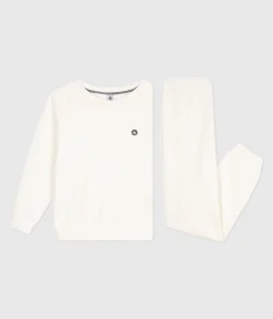 Petit Bateau Homewear|Schlafanzüge, Nachthemden*Damen-Pyjama aus einfarbigem Baumwoll-Frottee naturfarben MILK