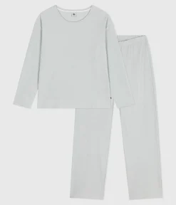 Petit Bateau Schlafanzüge, Nachthemden|Homewear*Damen-Pyjama aus einfarbigem Nicki mit geradem Bein CO2