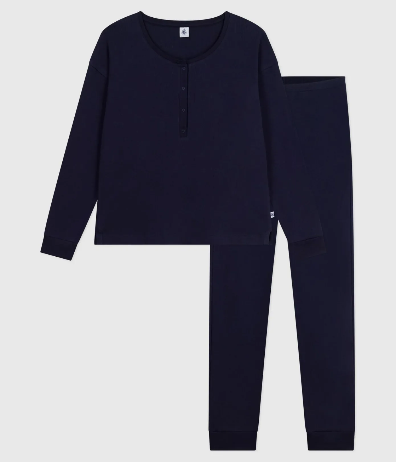 Petit Bateau Homewear|Schlafanzüge, Nachthemden*Damen-Pyjama aus einfarbiger Baumwolle blau SMOKING