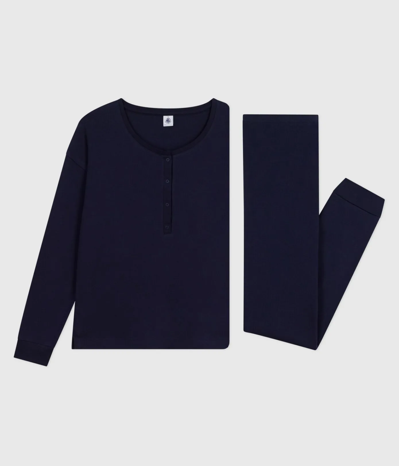 Petit Bateau Homewear|Schlafanzüge, Nachthemden*Damen-Pyjama aus einfarbiger Baumwolle blau SMOKING
