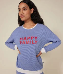 Petit Bateau Homewear|Schlafanzüge, Nachthemden*Damen-Pyjama aus gestreifter Baumwolle blau CALVIN/ MARSHMALLOW