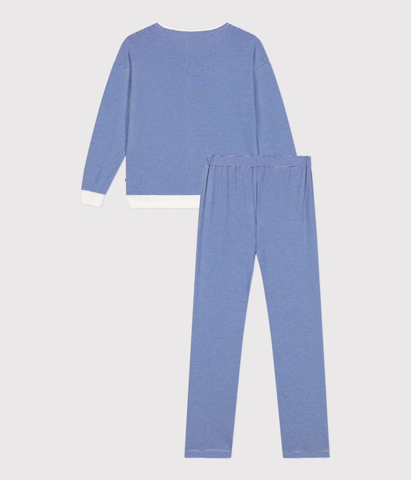 Petit Bateau Homewear|Schlafanzüge, Nachthemden*Damen-Pyjama aus gestreifter Baumwolle blau CALVIN/ MARSHMALLOW
