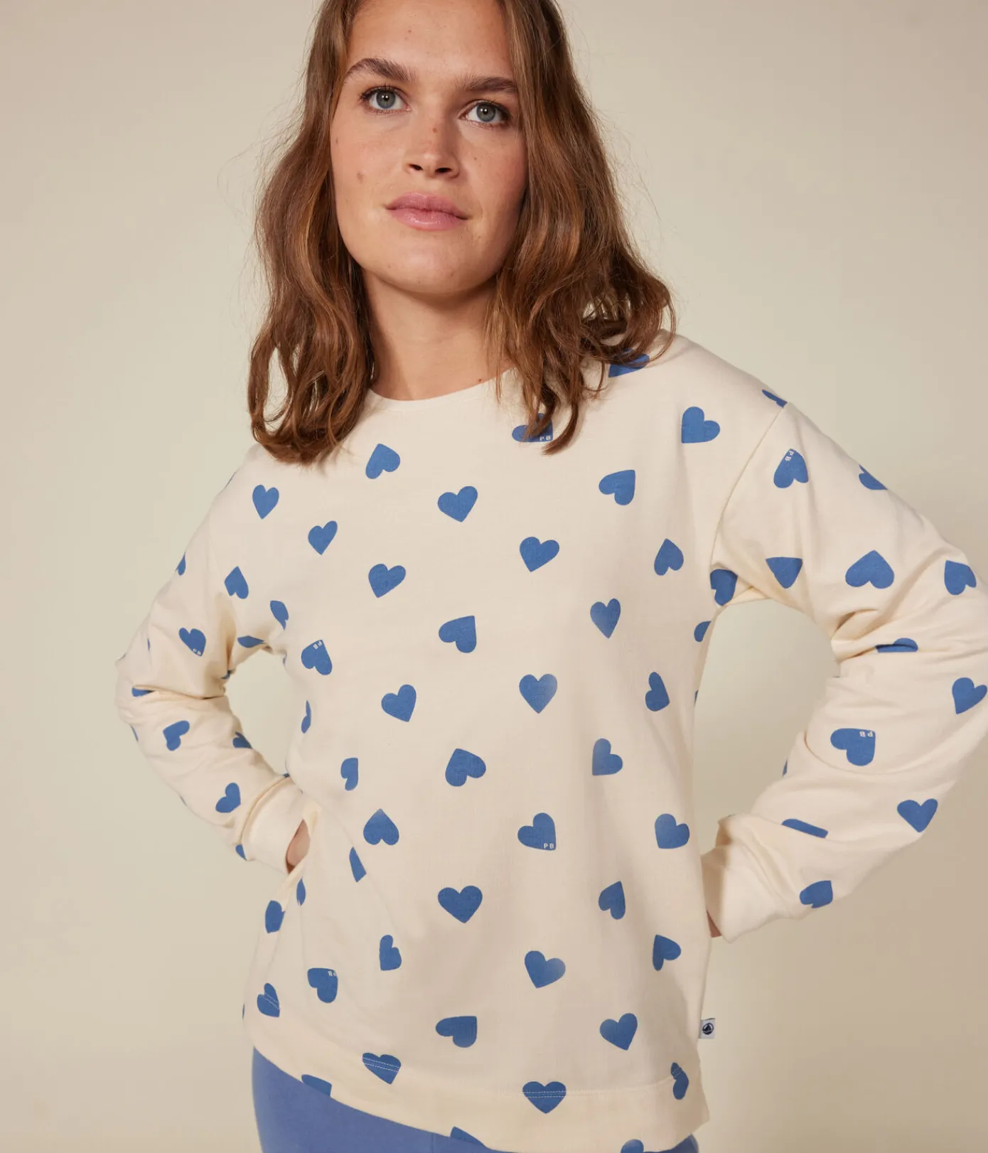 Petit Bateau Homewear|Schlafanzüge, Nachthemden*Damen-Pyjama mit zwei Stoffen aus Baumwolle blau BEACH/ AVALANCHE