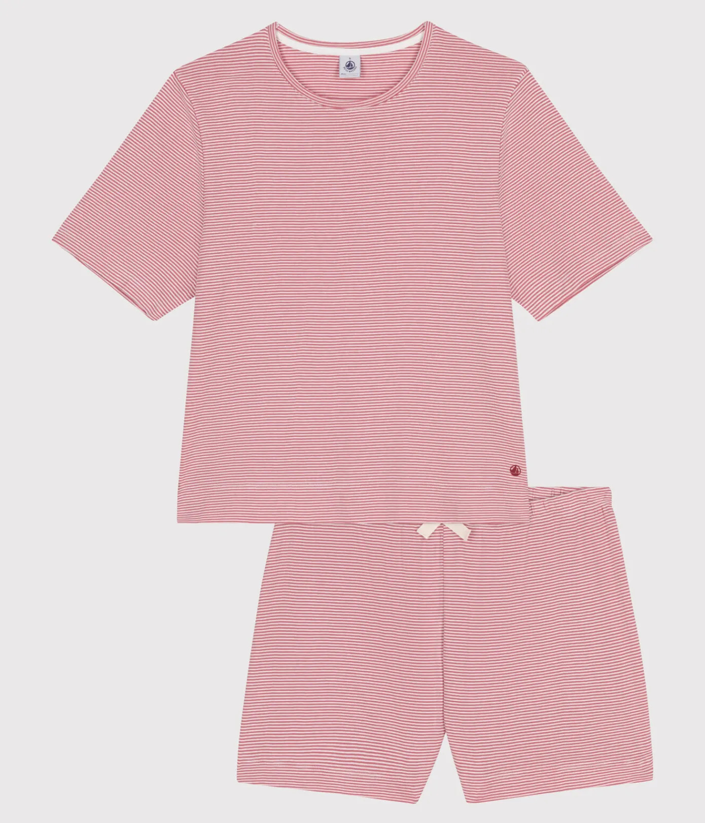 Petit Bateau Schlafanzüge, Nachthemden*Damen-Pyjamashorts aus gestreifter Baumwolle rosa ROSEWOOD/ MARSHMALLOW