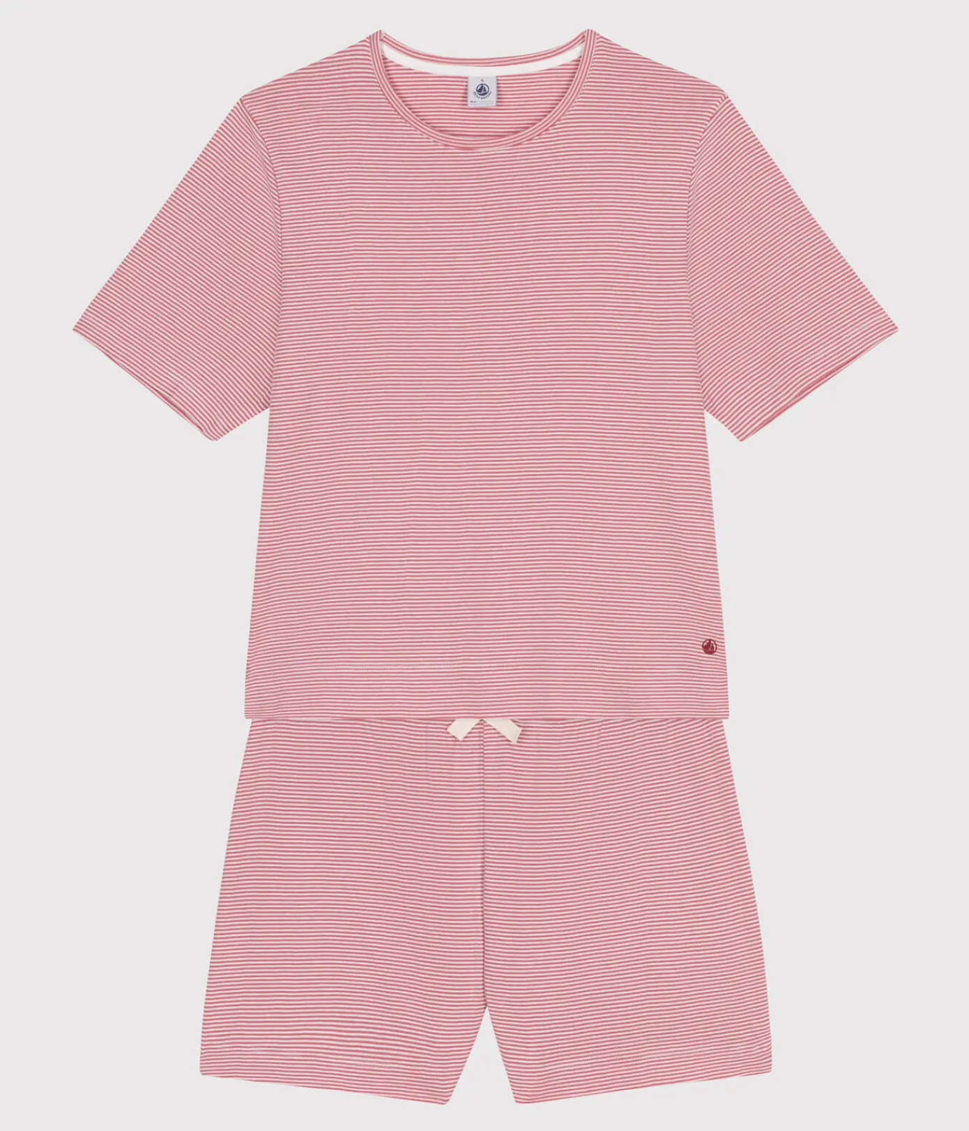Petit Bateau Schlafanzüge, Nachthemden*Damen-Pyjamashorts aus gestreifter Baumwolle rosa ROSEWOOD/ MARSHMALLOW