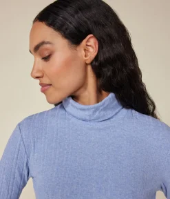 Petit Bateau Homewear|Alle Langarmshirts*Damen-Rollkragenshirt blau SKY CHINE