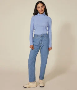 Petit Bateau Homewear|Alle Langarmshirts*Damen-Rollkragenshirt blau SKY CHINE