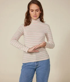 Petit Bateau Homewear|Alle Langarmshirts*Damen-Rollkragenshirt weiss AVALANCHE/ MULTICO