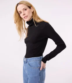 Petit Bateau Homewear|Alle Langarmshirts*Damen-Rollkragenshirt schwarz BLACK